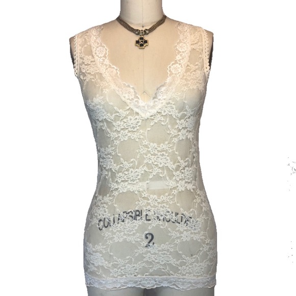 Tops - “RESERVED” Lace Stretchy Sheer Sleeveless Blouse Top